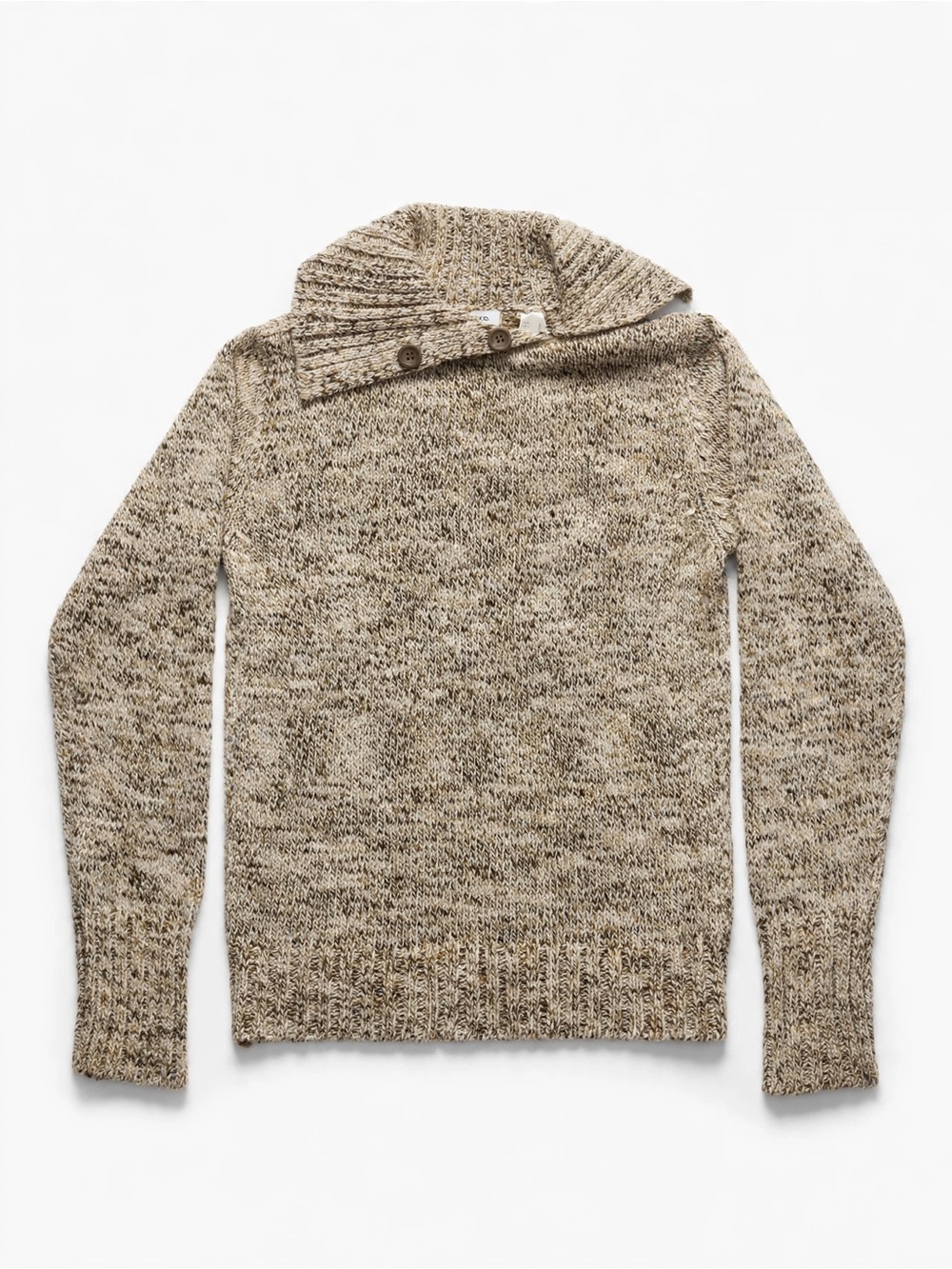 liz & co. Marled Knit Cowl Neck Sweater in Cream and tan - Picture 2 of 9